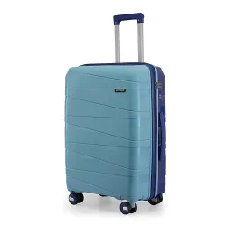 Provogue Azure Hard-Sided PP 65 Cm Check-in Medium Size Luggage Suitcase | Expandable Space with 8 Wheels Trolley Bags for Travel | Combination Lock | 5 Year Warranty (Saphire Blue/Peacock Blue)