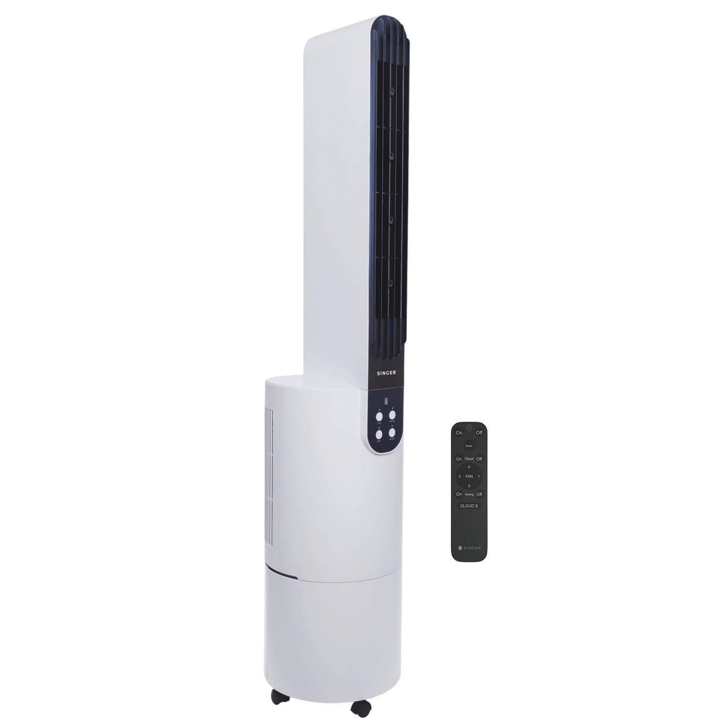 SINGER Cloudx Fan | Provides Cloud Infused Breeze | Quiet Mode Option | Powerful Airflow | Anti-Microbial Mesh Filter | Point Anywhere