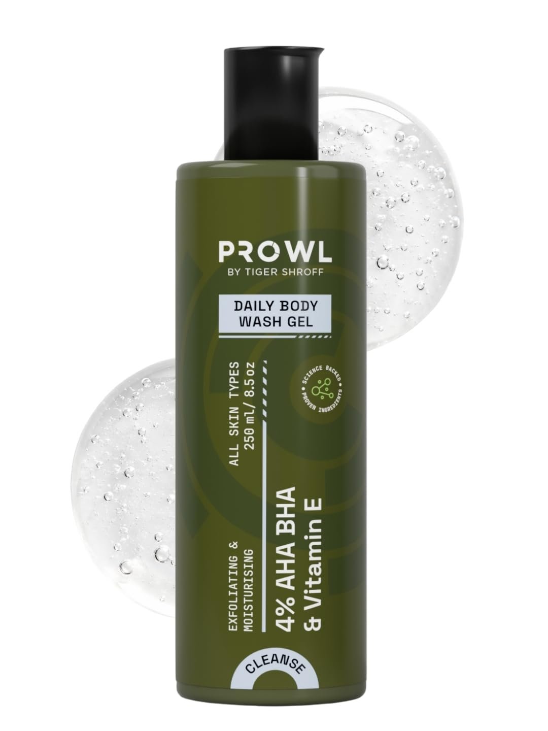 PROWL by Tiger Shroff Daily Body Wash for Man 250ml, Exfoliating Shower Gel