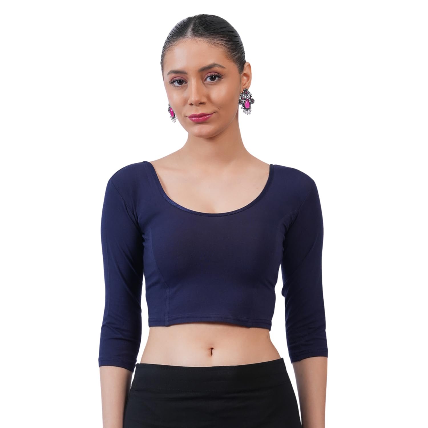 Bonjour Women’s 3/4 Sleeve Stretchable Readymade Saree Blouse for Wedding, Party Comfortable Design
