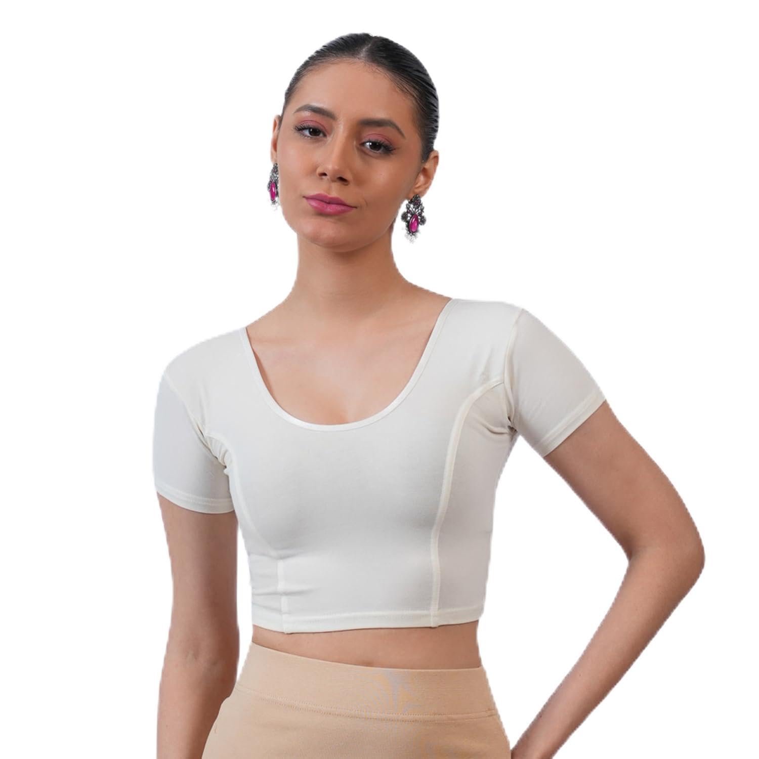 Bonjour Women’s Short Sleeve Stretchable Readymade Saree Blouse for Festive, Wedding Comfortable Fit