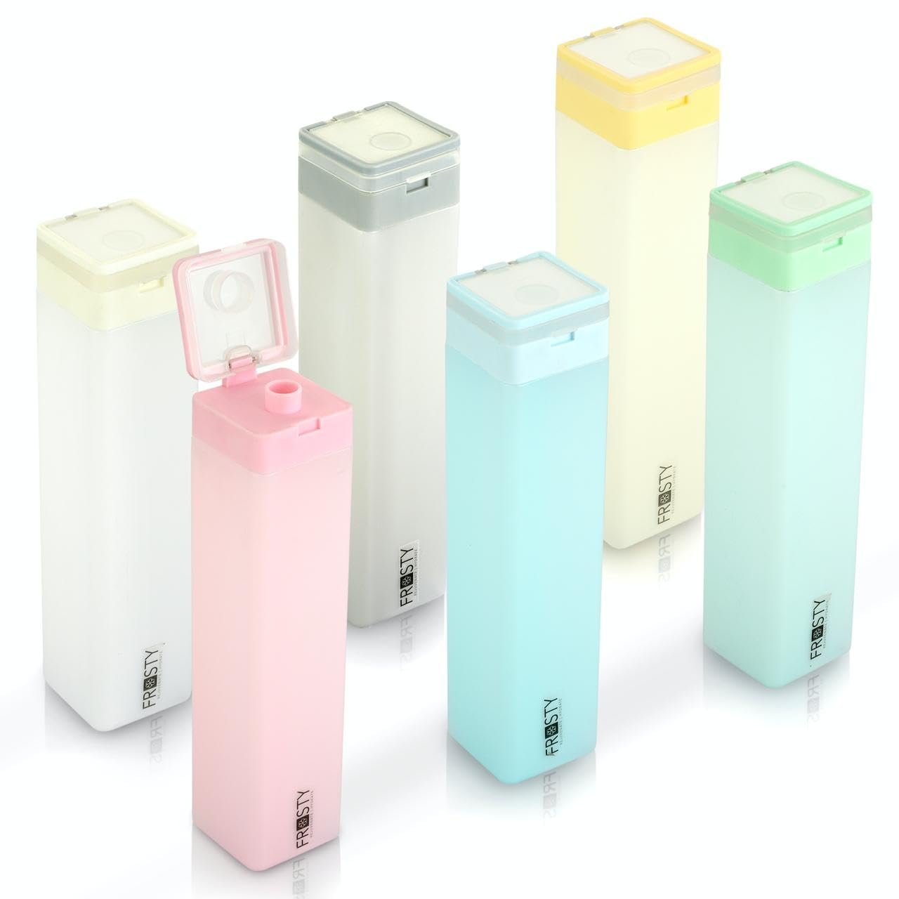 1000ml Square Water Bottle India's 1st Frosty Flip Cap Bottle with Handle | Lightweight, Leak-Proof, Reusable Plastic |Trendy Pastel Colors for Gym, Office, College, Sports