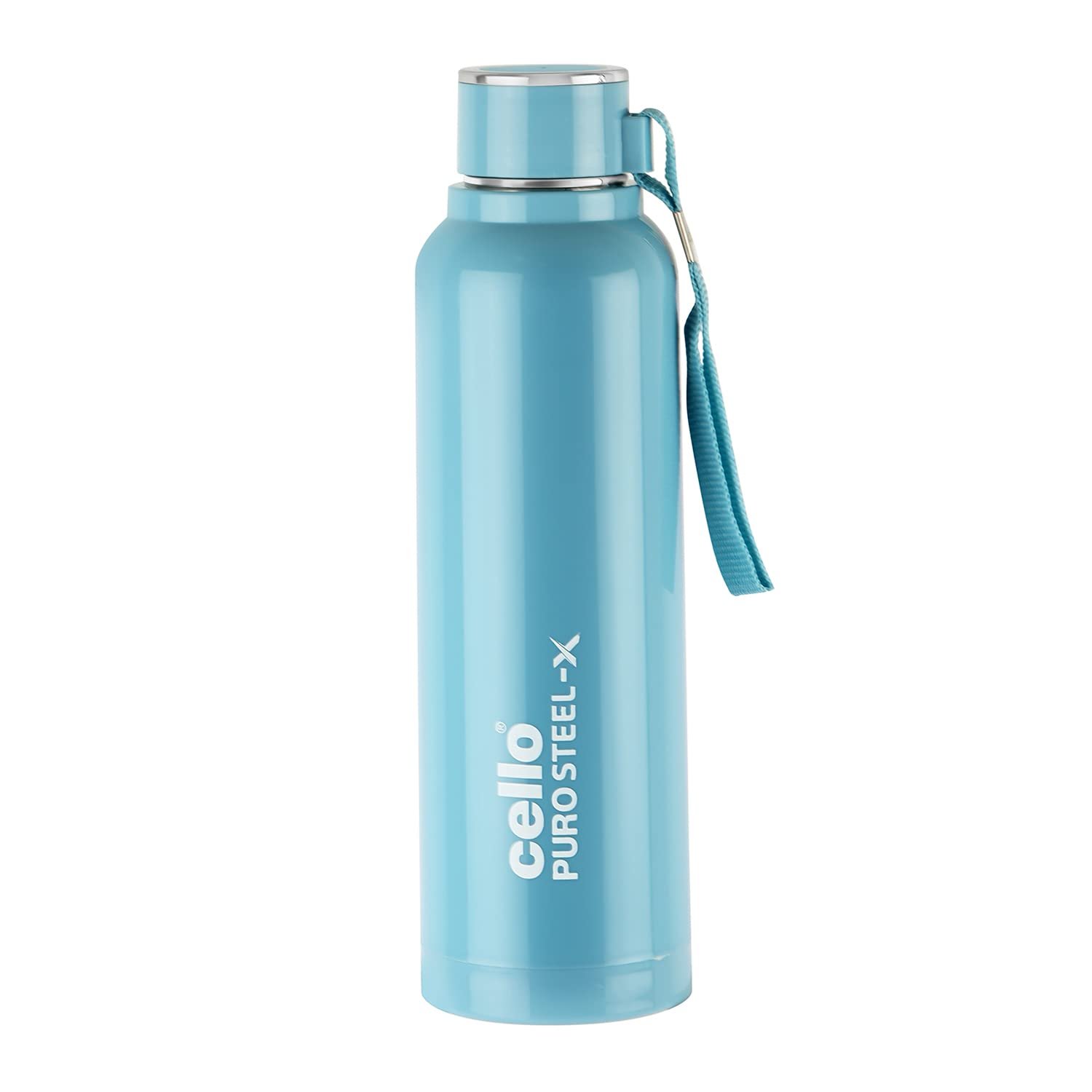 Cello Puro Steel-X Benz 900 | Leak Proof| Wide Mouth & Easy to Open | Insulated Inner Steel Outer Plastic Water Bottle | 650 ml | Turquoise