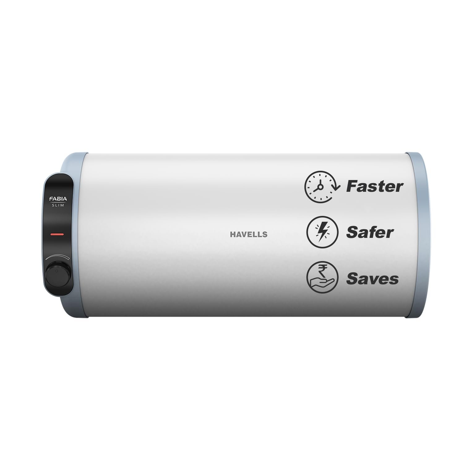 Havells Fabia Slim 15L Horizontal Left Storage Water Heater(Geyser)|Faster Heating|Safer to use|Saves electricity|Anti Rust Tank|Incoloy Element|7 Year Tank Warranty| Free Installation & Flexi Pipes