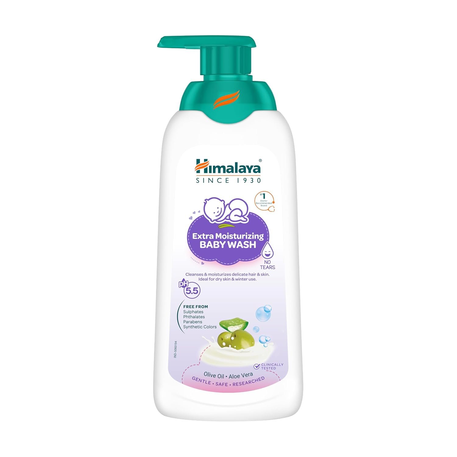 Himalaya Extra Moisturizing Baby Wash 400ml | No tears formula |with Olive Oil, Aloe Vera & Milk | Cleanses and moisturizes baby’s skin
