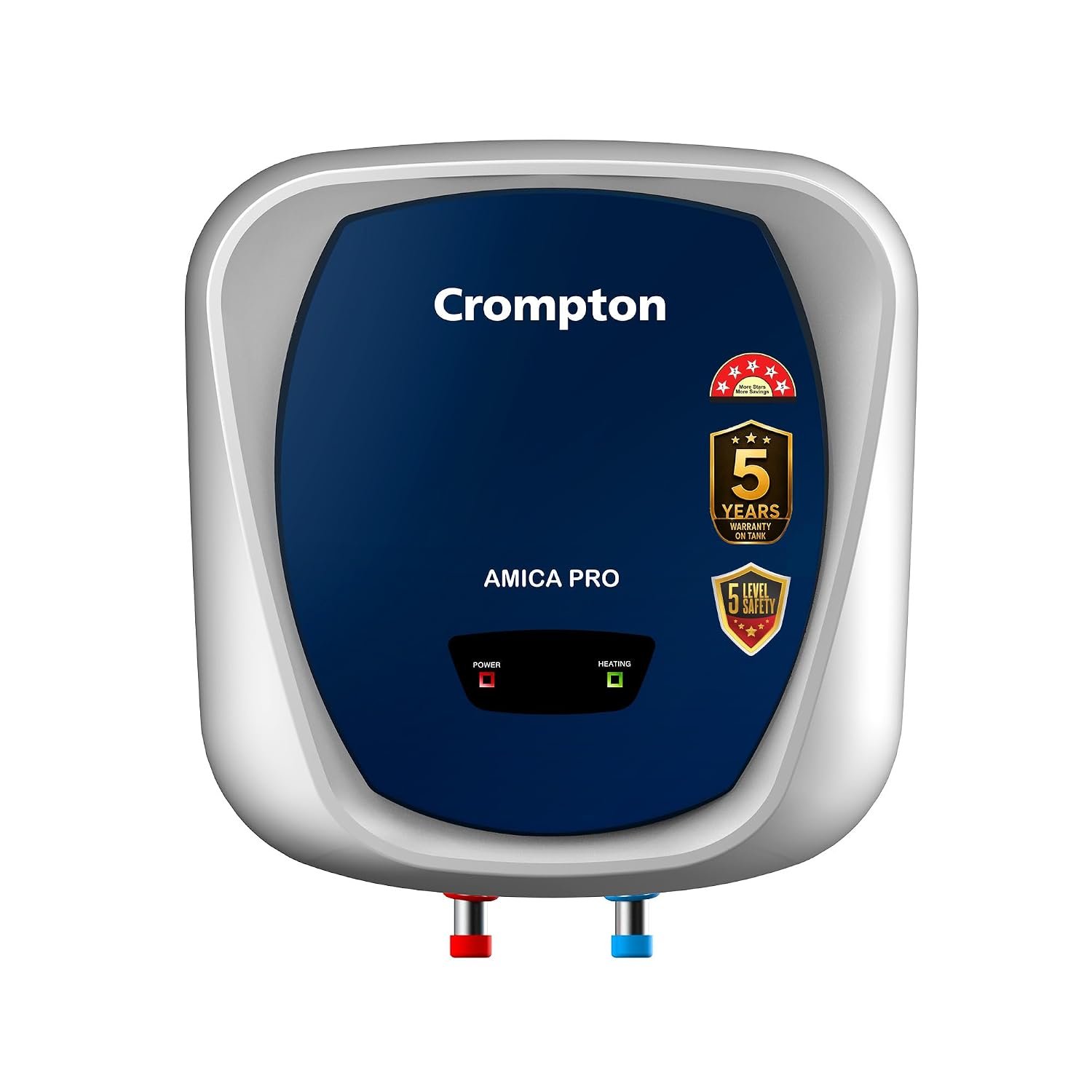 Crompton Amica Pro 10L | Free Installation | 5‑Star Storage Water Heater (Geyser) | Glassline Tank for Hard Water | 8 Bar High‑Rise Pressure | 5‑Level Safety | Rust‑Proof Body | 2kW Fast Heating