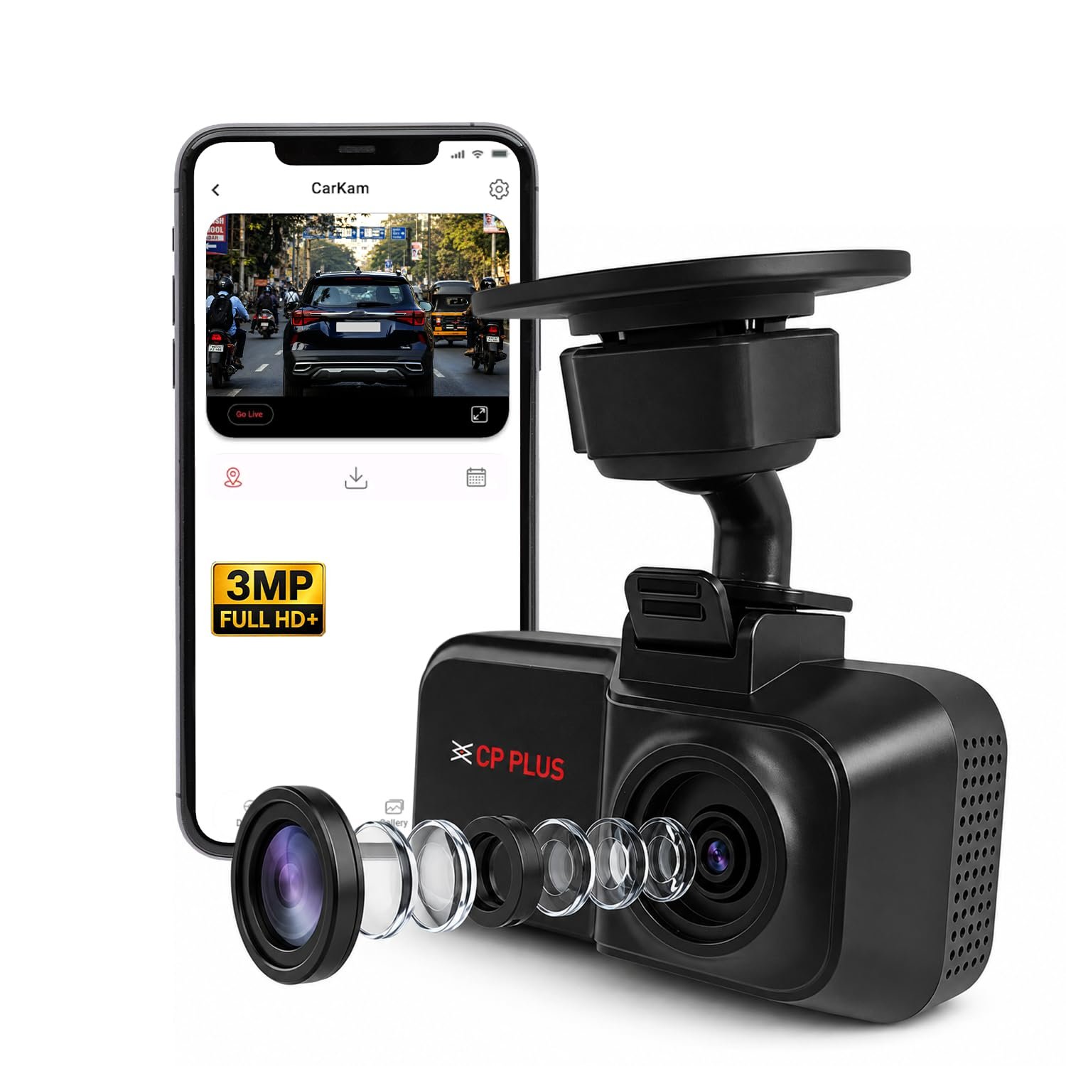 CP PLUS Dash Cam for Car | 2K 3MP Full HD+ @ 1899