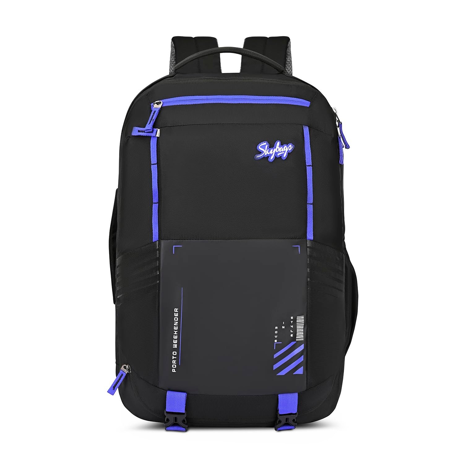 Skybags Porto Spacious 40L Weekender Backpack, 2 Compartments, Black-Blue