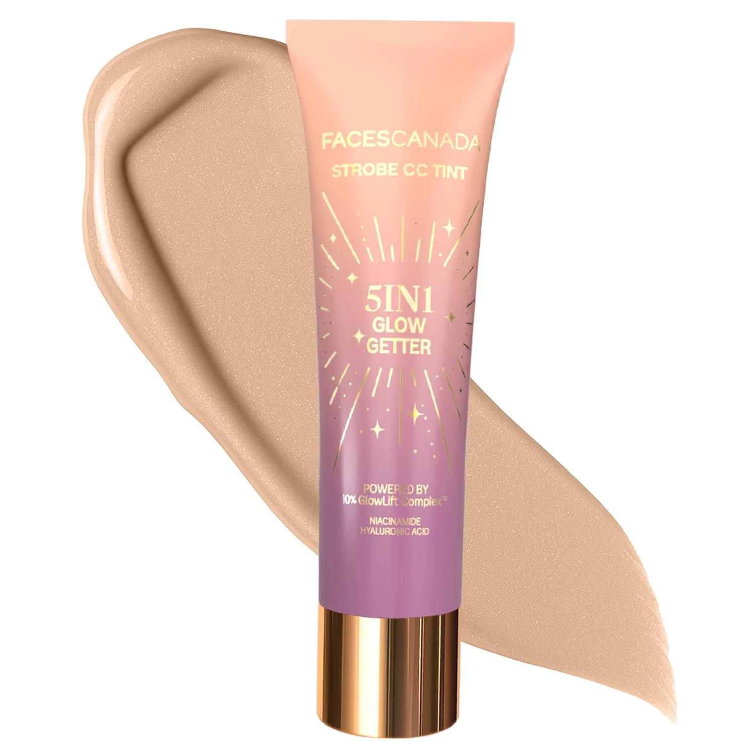 FACES CANADA Strobe CC Tint - Paradise Vibes 01, 27ml | 5-in-1 Serum + Moisturizer + Primer + BB/CC Cream + Strobe Cream | Lightweight | Radiant Dewy Glass Skin Glow | Niacinamide & Hyaluronic Acid | For Fair To Light Skin