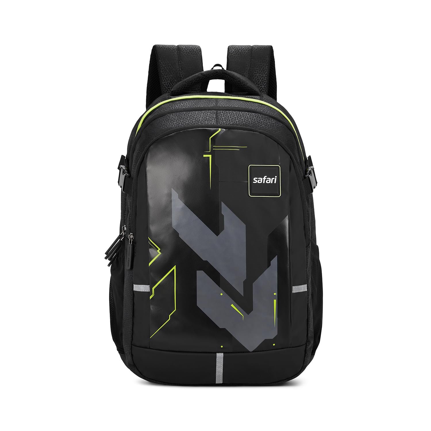 Safari Terra 2 37L Casual Printed Backpack, school bag for boys and girls, college bag, office bag, travel bag for men and women, 3 compartments, Raincover, Bottle holder, Front pocket, Color- Black