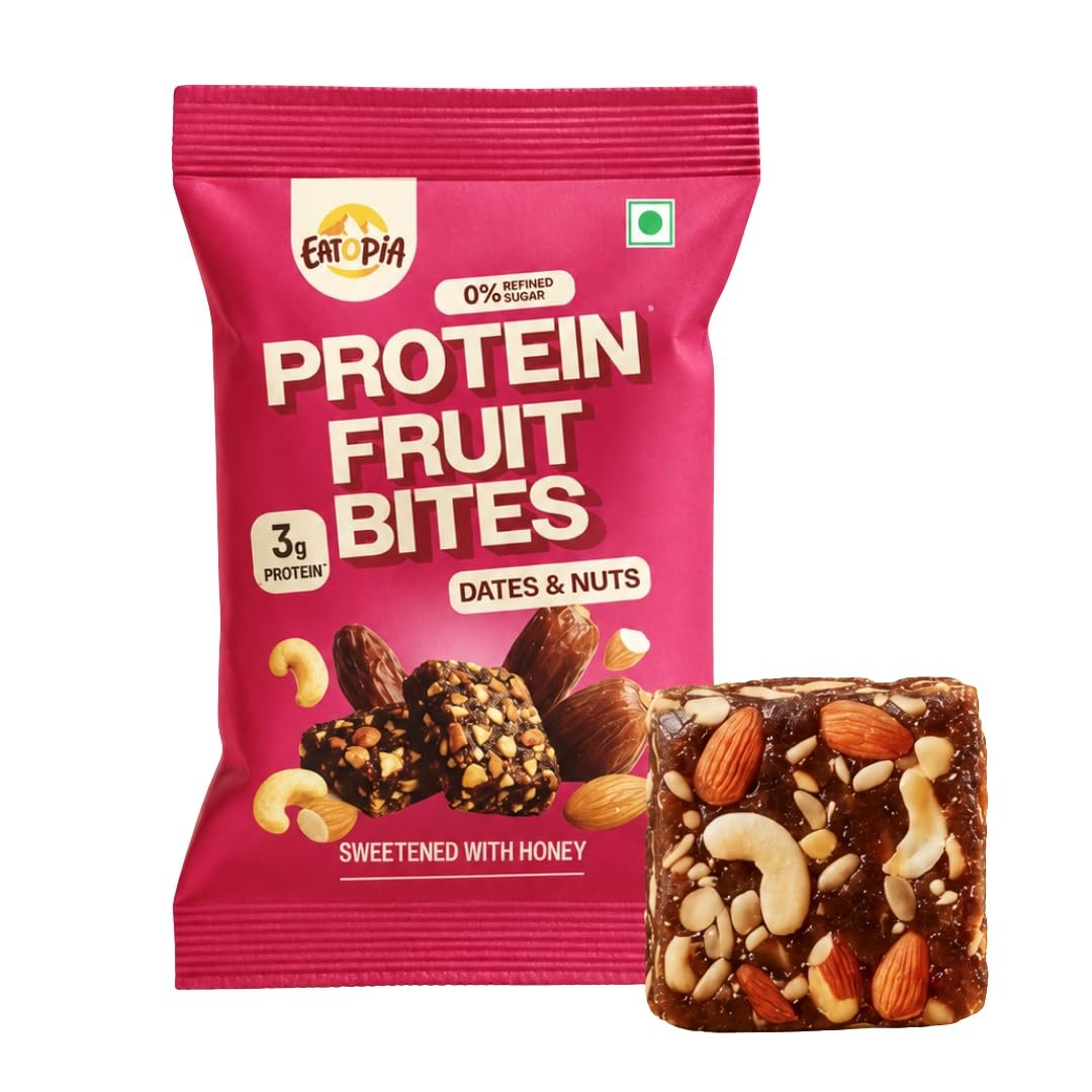 Eatopia Dates & Nuts Protein Fruit Bites, 14g Protein, Pack of 2 (200g)