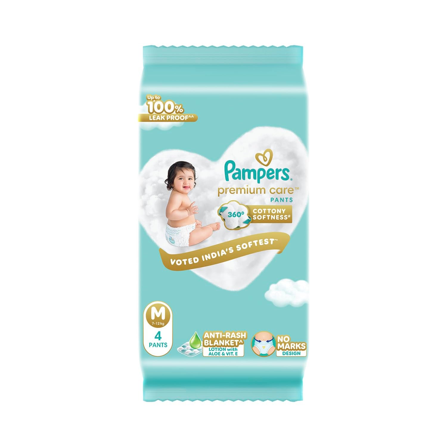 Pampers Premium Care Pant Style Baby Diapers M 4 Count