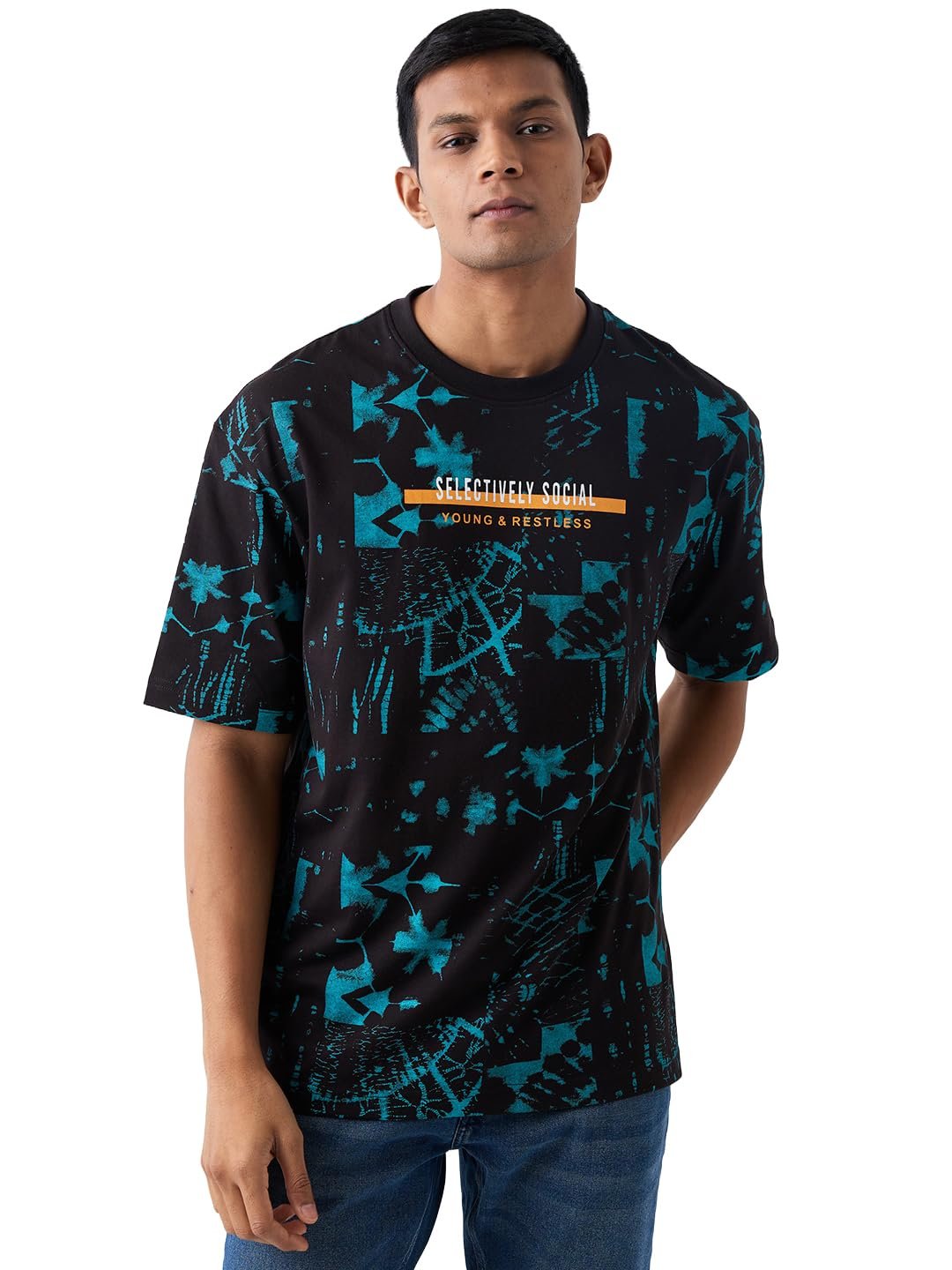 Spykar Men's Loose Fit Printed T-Shirt | Half Sleeve | Casual Wear | Cotton | T-Shirt for Man