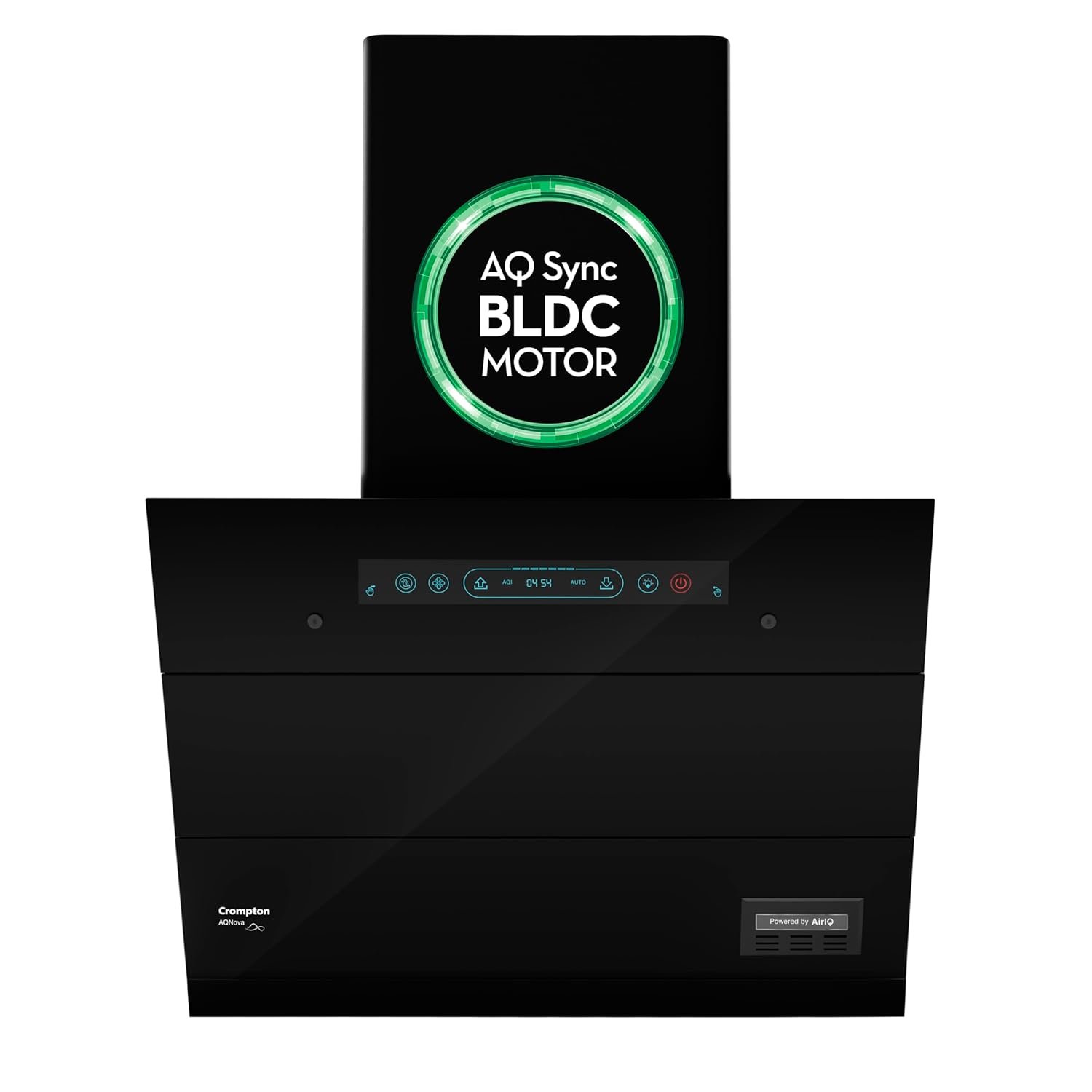 Crompton AQNova BLDC 1800m3/hr 60cm Slant Chimney|AirIQ technology|Adaptive suction| Intelligent Autoclean|Motion Sensor|15Yrs Motor & 4Yrs Overall Warranty|(Black)|Free Installation & Ducting kit