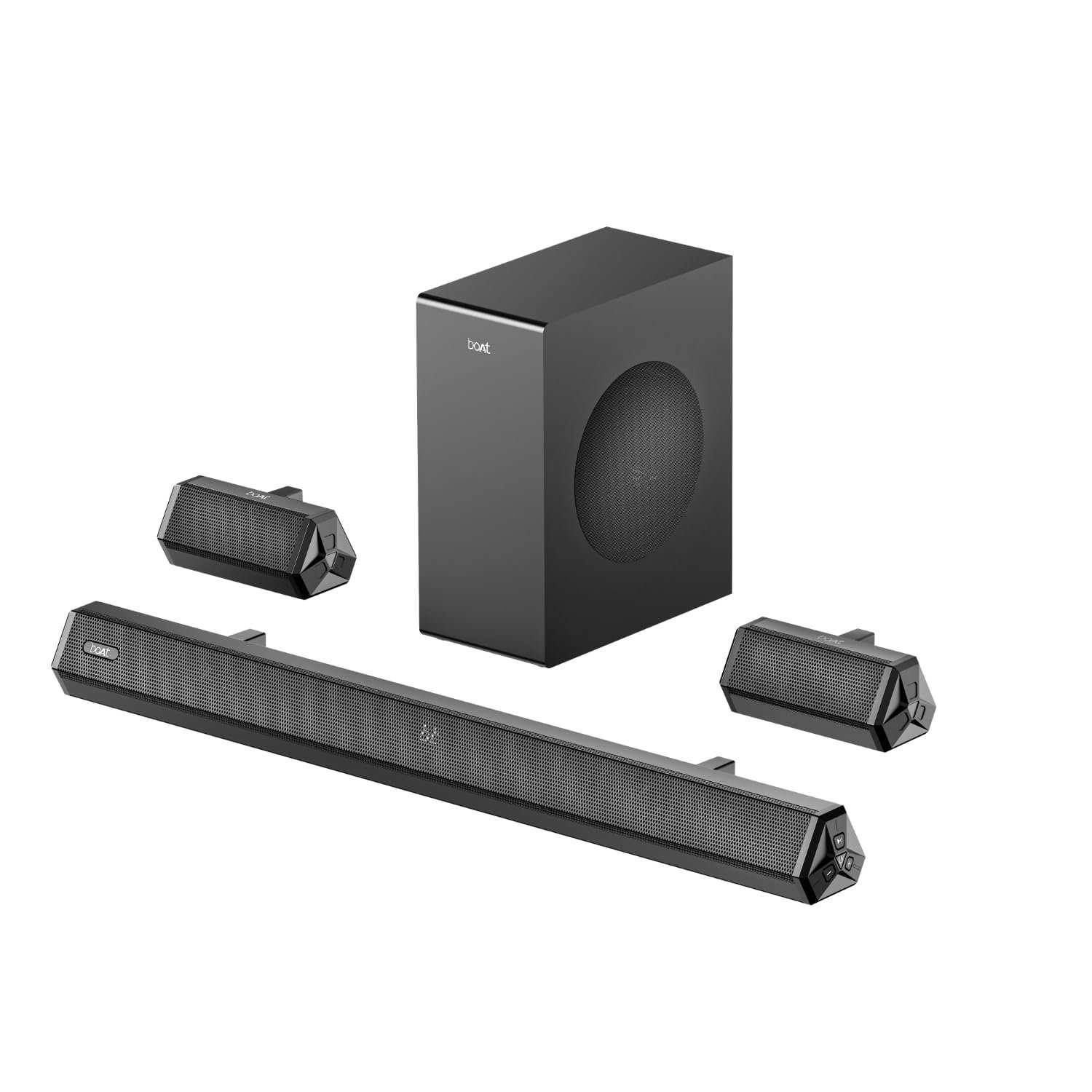 boAt Aavante Bar Prime B160 Subwoofer and Dual Rear Satellites,160W RMS Output, 5.1 Channel, Multi-Connectivity, EQ Modes, Bluetooth v5.3, Master Remote Control, Sleek & Premium Finish(Cosmic Black)