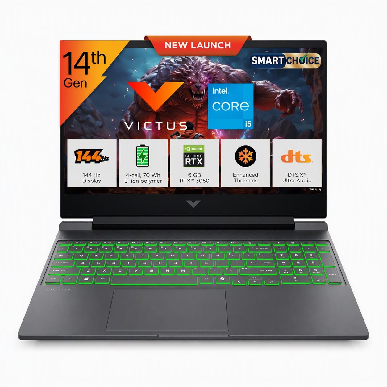 HP Victus 15 Smartchoice, i5‑14500HX, 6GB RTX 3050, 12GB DDR5, 512GB SSD, 144Hz, 300nits, 15.6″, RGB Gaming Laptop