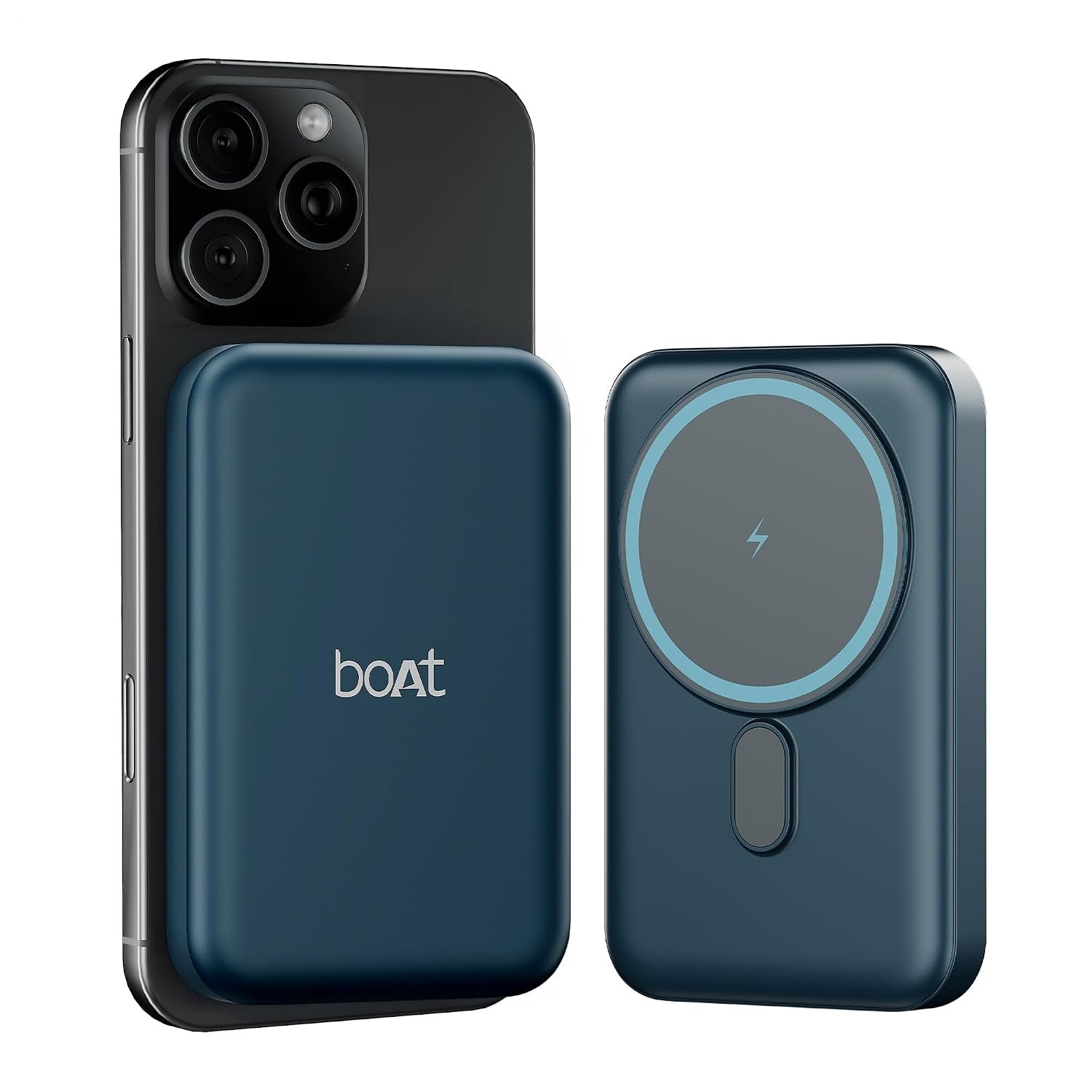 boAt EnergyShroom PB331 (Magsafe) 10000mAh Magnetic Wireless Powerbank, 15W Wireless & 22.5W Wired Charging for (iPhone 16, 15, 14, 13 & 12, Android & Other Qi Enabled Devices)(Deep Blue)
