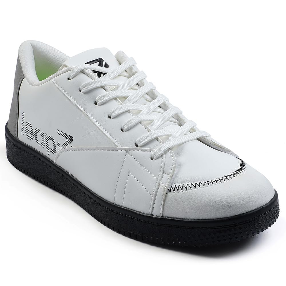 Liberty LEAP7X White Sneakers for Men - Memory Foam Lace-Up Casual Wear