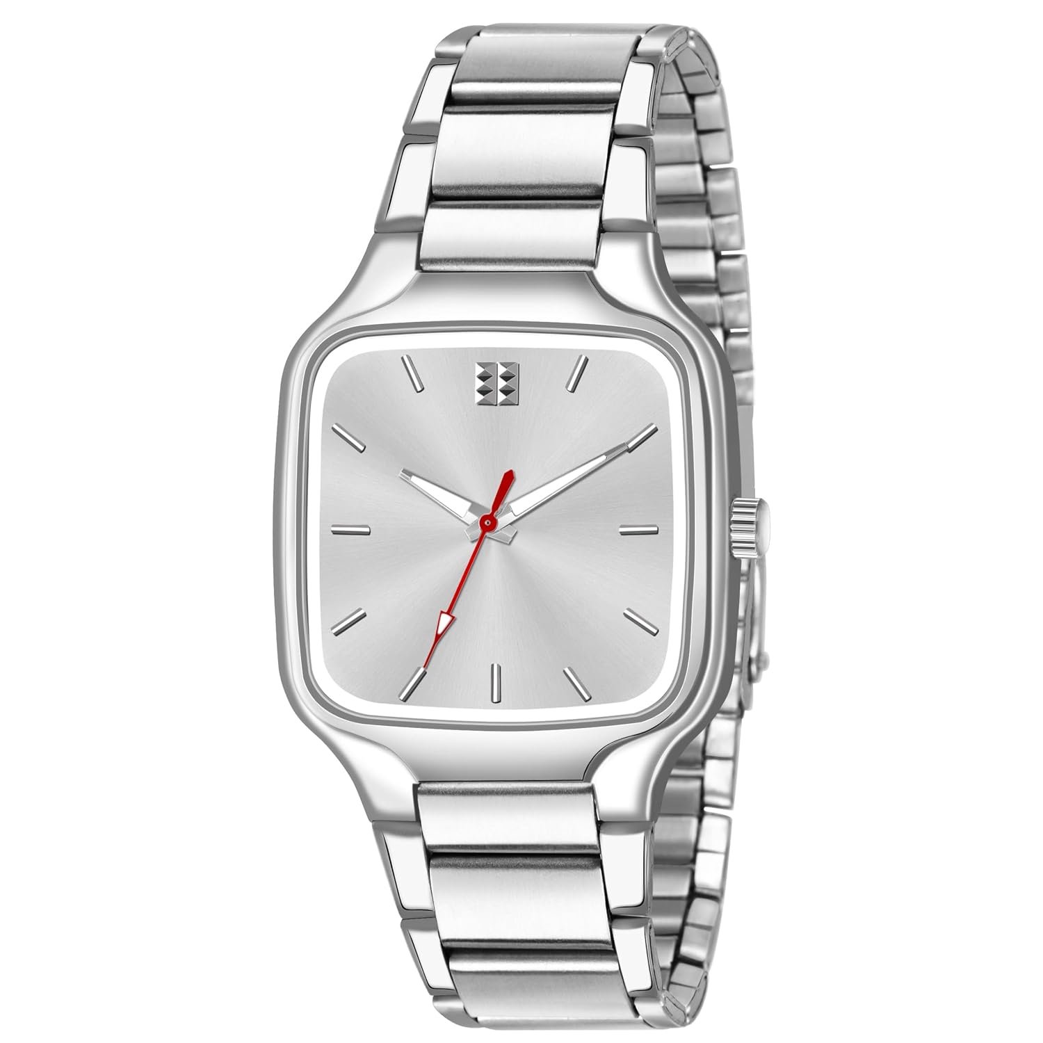Shocknshop Analog Square Dial Unisex Silver Stainless Steel Watch for Men and Womens -WCH130