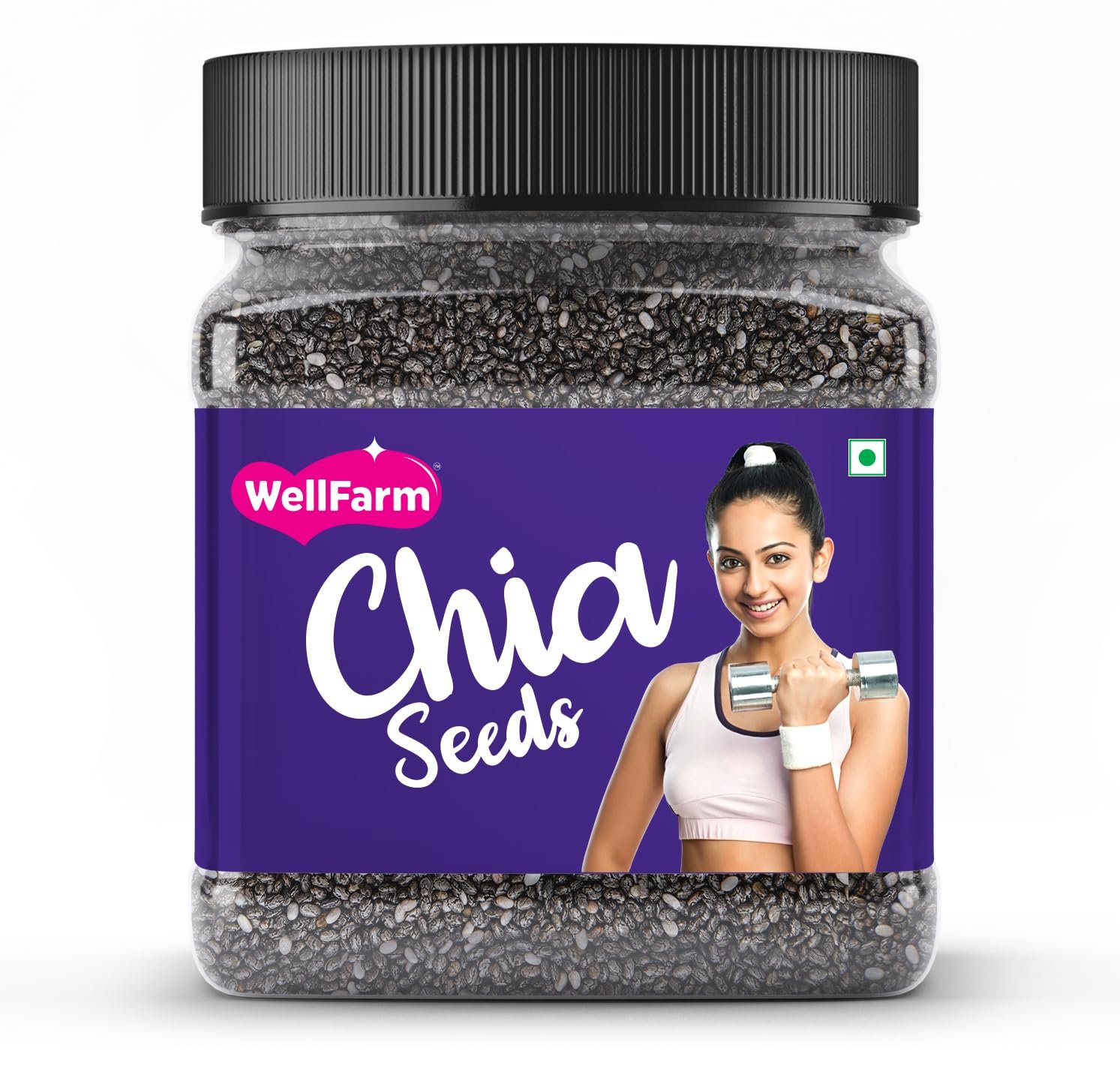 WellFarm Premium Natural Chia Seeds Jar 250g | Edible Sal Hispanica Seeds | Rich in Protein & Dietary Fibre | Plant-Based Superfood | Suitable for Smoothies, Yogurt, Salads, Baking & Healthy Recipes