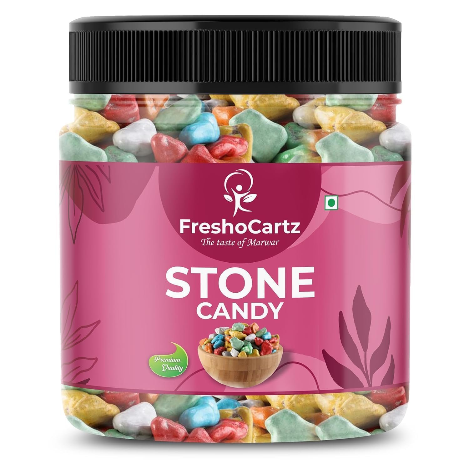 FreshoCartz Milk Stone Candy 1KG | Rock Candy | Rock Shape Chocolate | Choco Rocks | Stone Mukhwas - Jar Pack