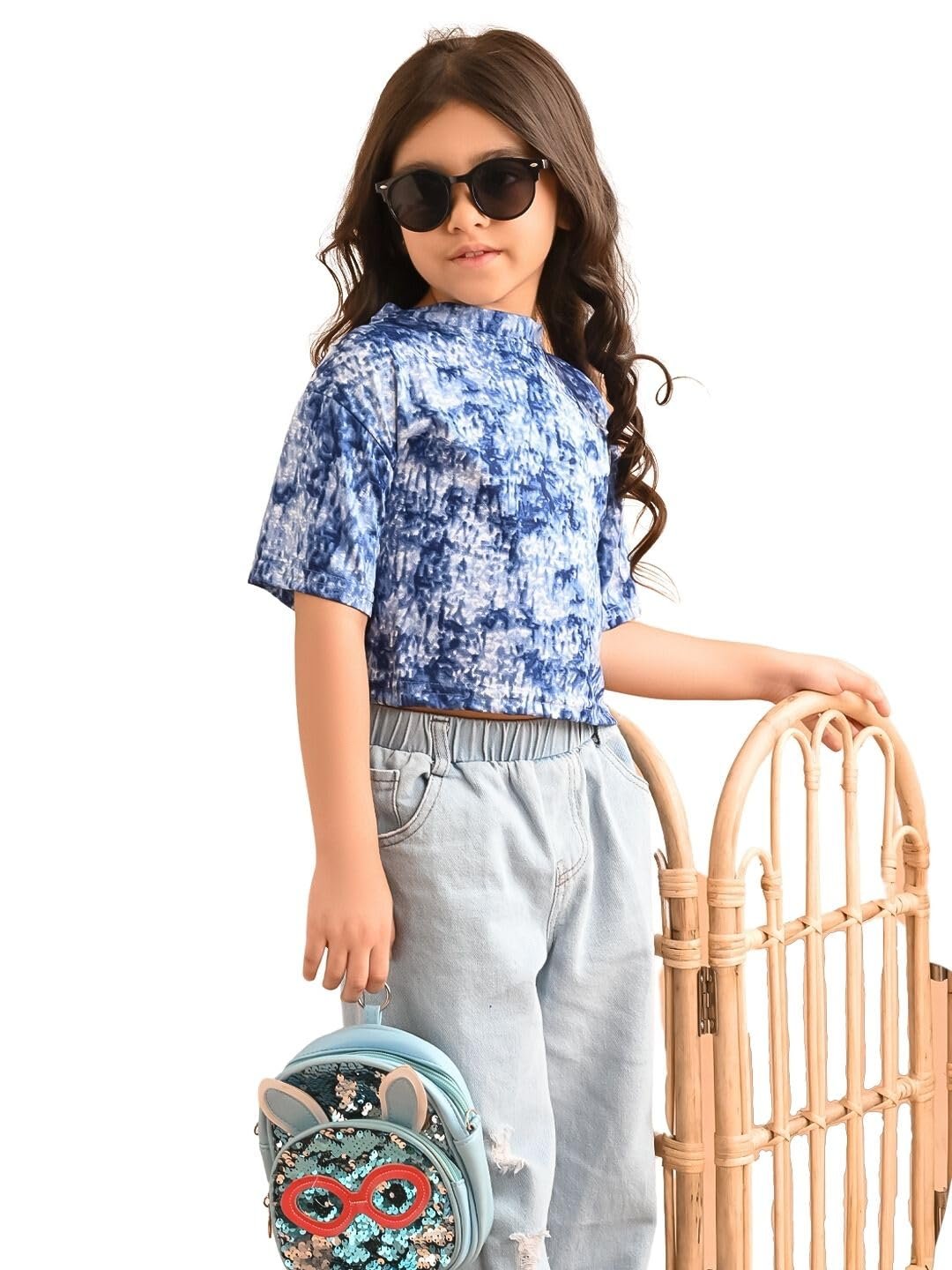 LILPICKS Tie Dye Printed Drop Shoulder Loose Fit Top for Girls