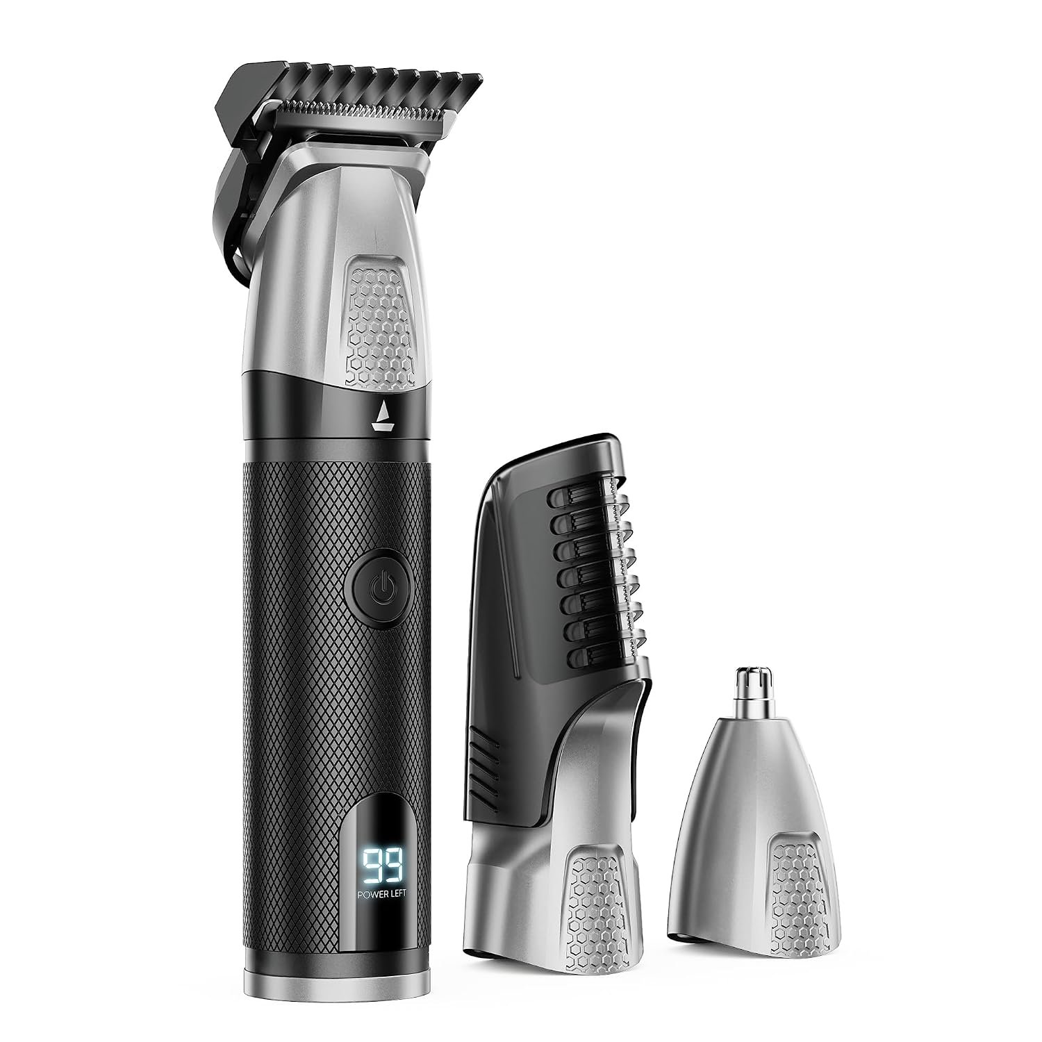 boAt Slazer K100+ Full Body Trimmer for Men, 200 Min Run-Time, Stainless Steel + Ceramic, IPX6, Beard, Body, Nose, Type C, MultiGroomer, Battery Display & Travel Lock, All-in-one (Ninja Black)