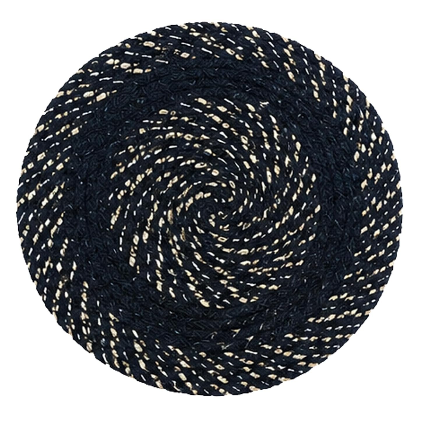 BENAVJI Round Shape Feather Door Mat - Cotton Reversible for Kitchen and Home - 15 Inch Small Pack of 1