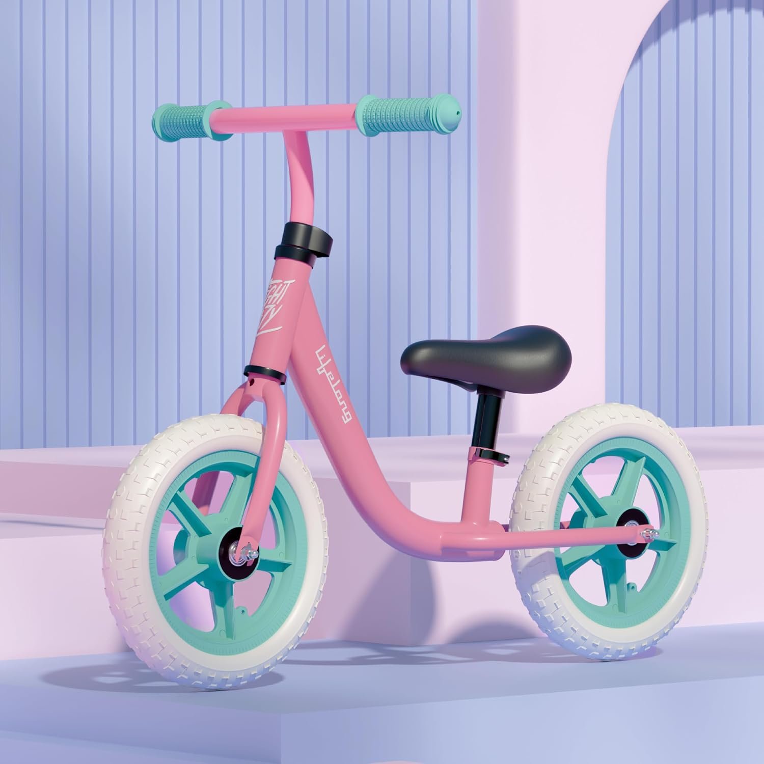 Lifelong Balance Bike for Kids 1.5-3 Years | Ergonomic Frame | Pedal Free Balance Bike |Crash Guard | Quick-Release Height Adjustment | Toxic Free Mag Wheels & Grip| Suitable for Girls & Boys (Pink)
