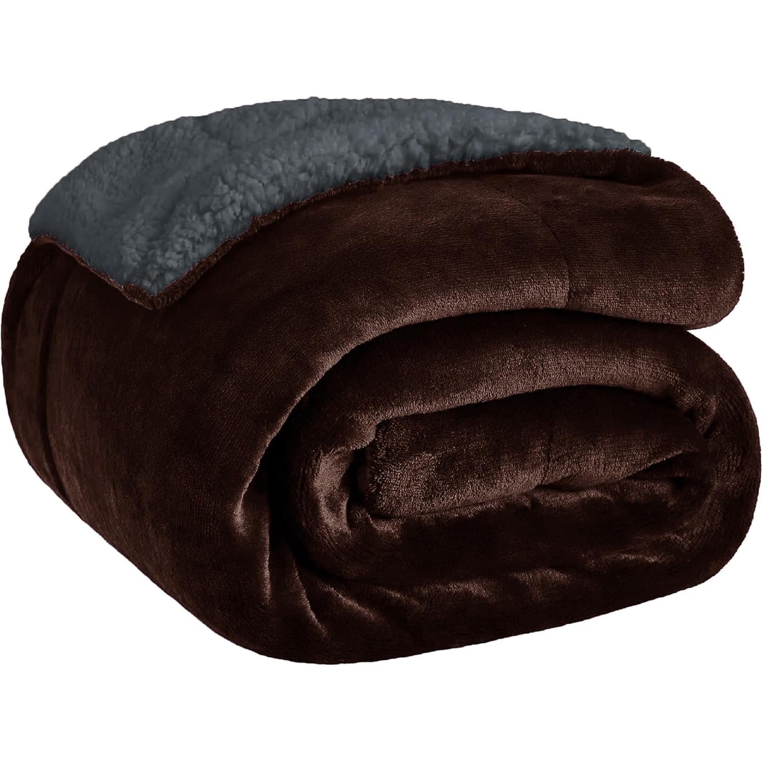 Sherpa Double Bed Blanket 400 GSM, 220x240 cm, Chocolate Brown