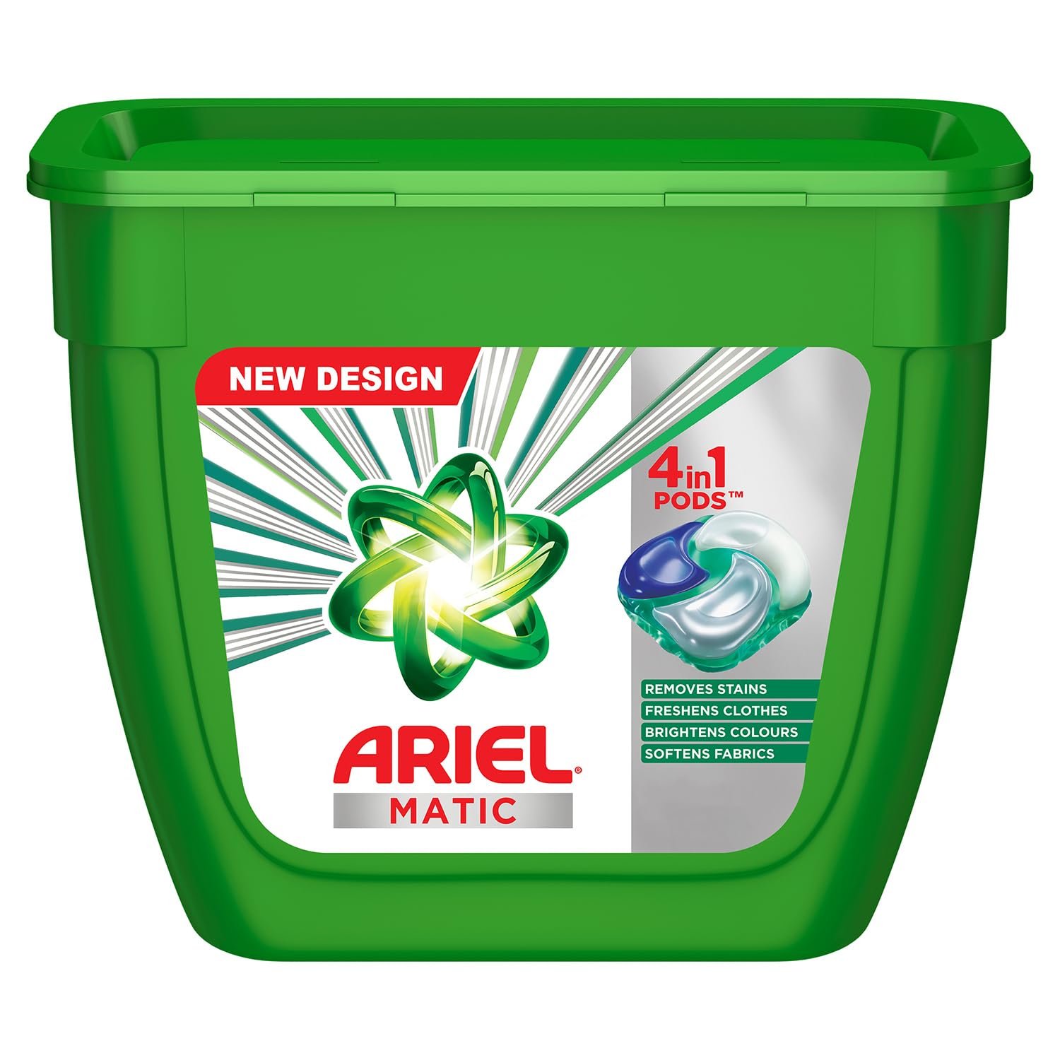Ariel PODs 4-in-1 Matic Detergent, Pack of 32 Ariel PODs | Specially designed for use in Washing Machines only | Removes Stains | Freshens clothes | Softens Fabric | Brightens Colours