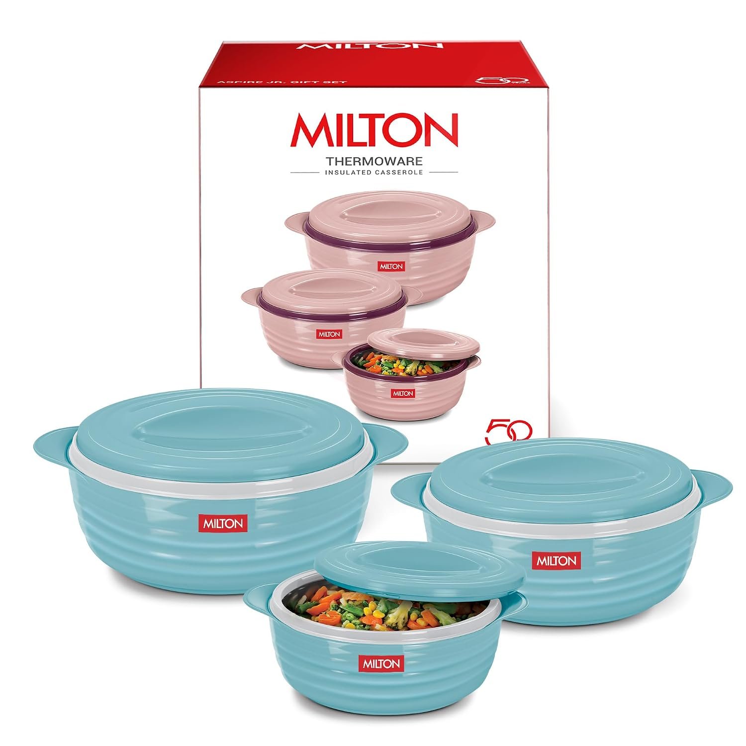 MILTON Aspire Jr. Set of 3 Serving Casserole Double Walled Inner Stainless Steel
