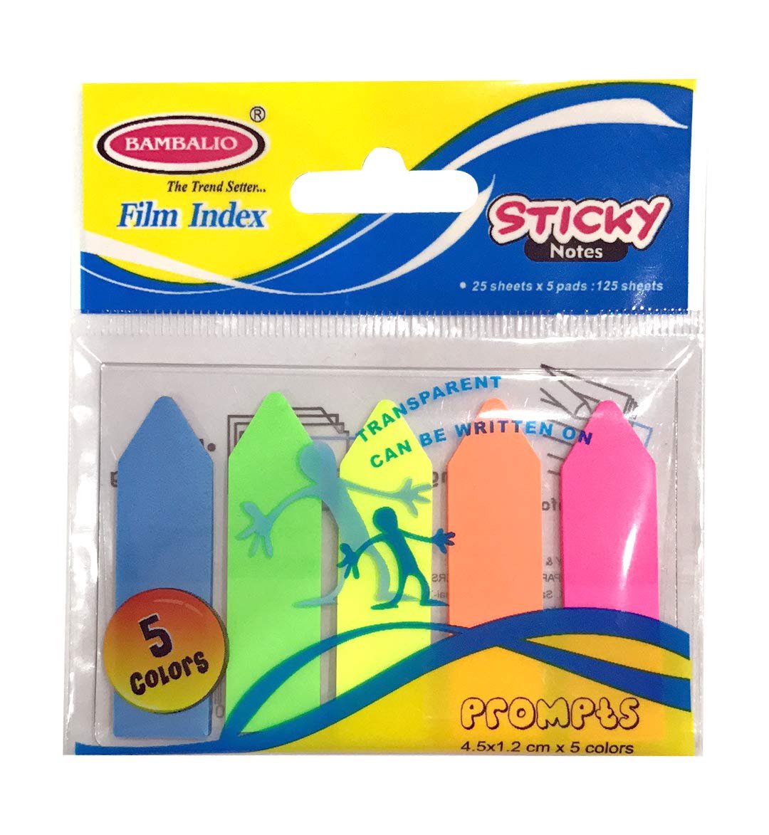 Bambalio BSNS-10A Arrow Shaped 5 inch,5 Neon Colour Prompts, 25 Sheets/Prompt,Pack of 3