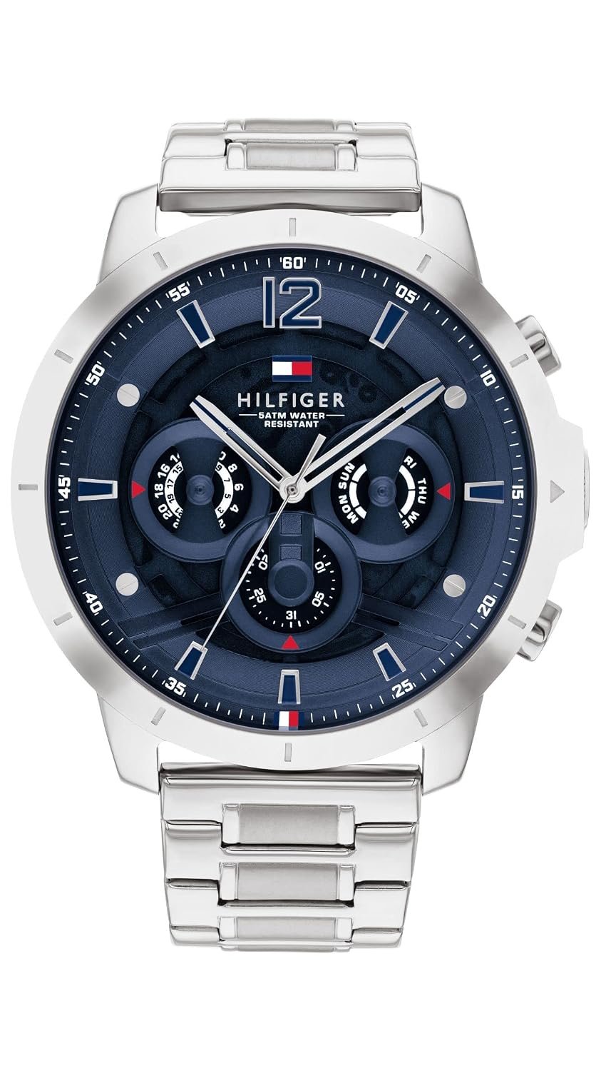 Tommy Hilfiger Quartz Multifunction Blue Dial Stainless Steel Strap Watch for Men-NETH1710492
