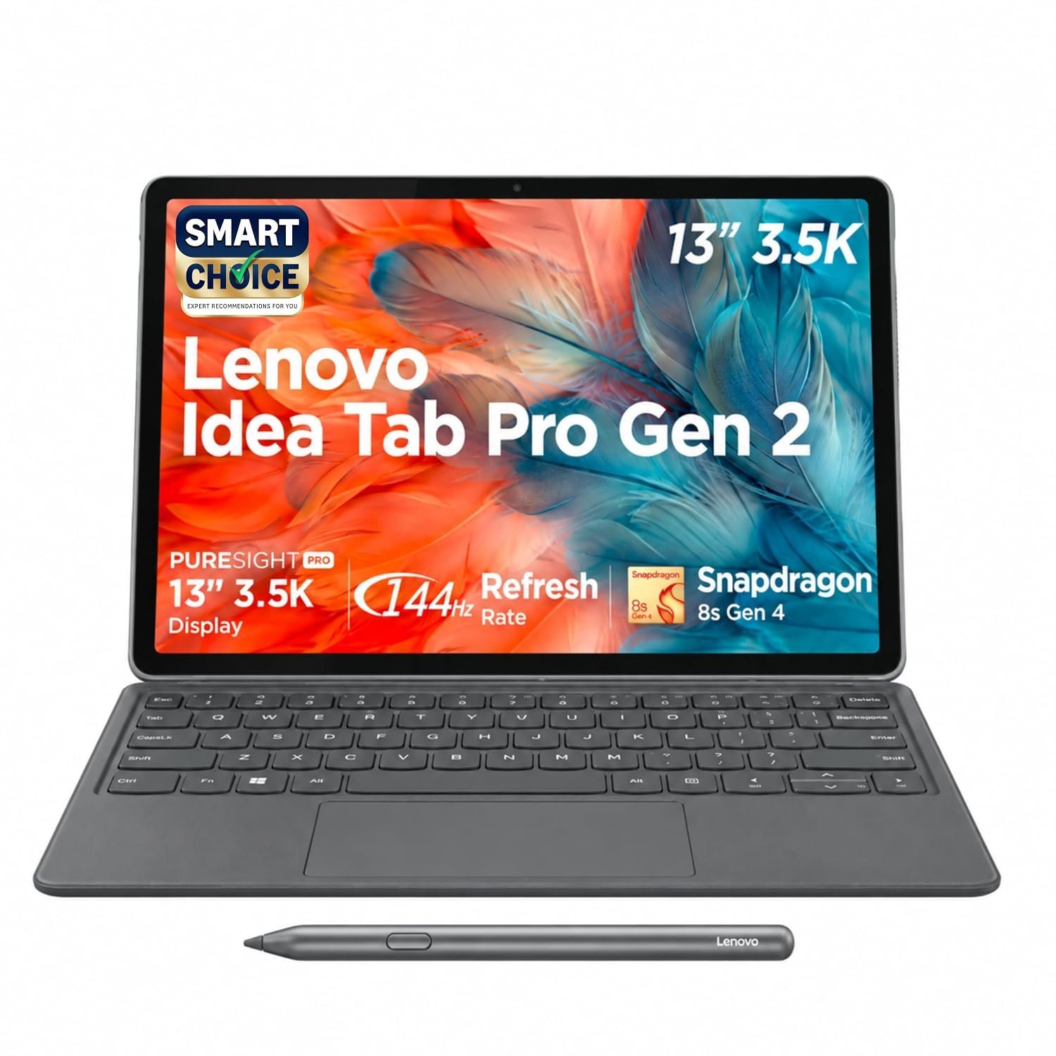 Lenovo Idea Tab Pro Gen 2 (Smartchoice) with Pen Plus & Keyboard | 13" Display, 3.5K Resolution, 144 Hz Refresh |8GB, 256GB| Snapdragon 8s Gen 4, 10200mAh, 4 JBL Speakers |USB 3.0 with DP-Out| WiFi 7