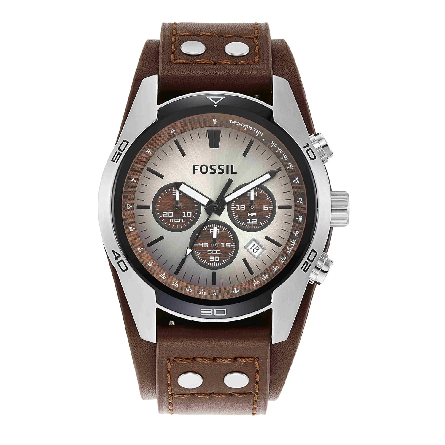 Fossil Cuff Chronograph White Dial Men's Watch-CH2565