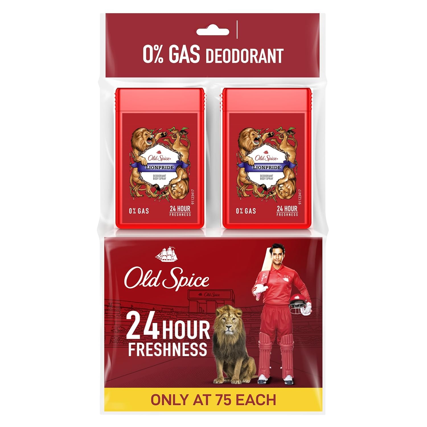 Old Spice Lionpride No Gas Deodorant Body Spray Perfume for Men | Pocket Size | Pack of 2 | 17ml Each | Travel Friendly