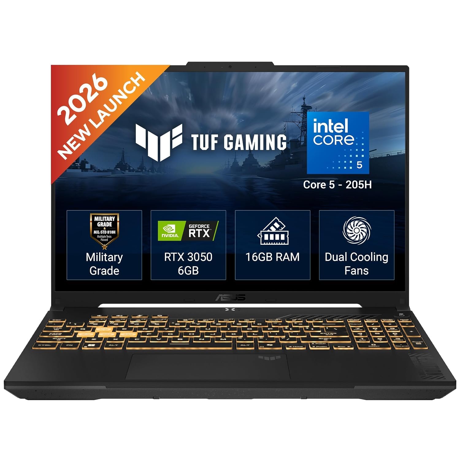 ASUS TUF F16 (2026),Intel Core 5 205H (Series 2),RTX 3050-6GB,16GB RAM (Upgradeable),512GB SSD,FHD+,16"(40 cm),Win 11,M365 Basic(1Y),Office 2024,Mecha Gray,2.2 Kg,FX607VJR-TU325WS,Gaming Laptop
