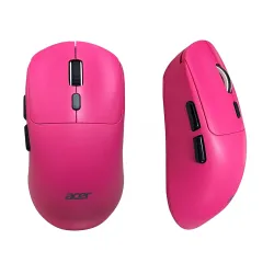 Acer PopGo Wireless Gaming Mouse | 2.4G+BT5.4 Dual Mode | 500mAh Rechargeable Battery | Adjustable DPI Upto 6400 | Silent | 6 Buttons+Scroll Wheel | 10m Range | Windows, Mac Compatible – Rose Red