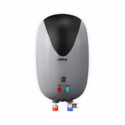 Activa 3 Liters Quick Water Heater Geyser, 3 KVA ISI Copper Element, 0.7mm Anti Rust Coated 304L Pure Stainless Steel Tank, Auto Cut-Off, ABS Body, BEE 5 Start Rated, 5 Year Warranty - Grey & Black