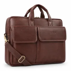 ADISA Laptop Bag for Men - Faux Leather Office Messenger Briefcase with Laptop Compartment for Work, Business, Corporate & Professional Use (LB6055)