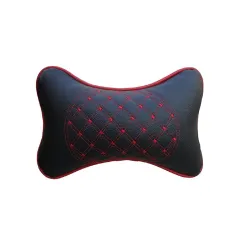 Aksmit Car Neck Rest Pillow/Cushion Durable Diamond Headrest, Breathable Neck Support, Long Drives Car Seat Accessory, SUVs, Trucks, Sedans, All Vehicles Compatible Black/Red - Set of 2 Pieces