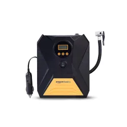 Amazon Basics Portable DC Digital Tyre Inflator 12V, 150 PSI with Digital Pressure Gauge and LED Light