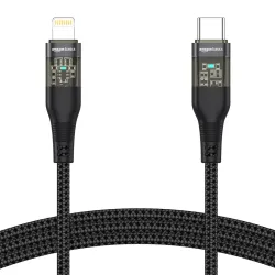 Amazon Basics Type-C to Lightning iPhone Cable | 30W Fast Charging, 480Mbps Data Sync, Car AirPlay, LED Indicator | Compatible with iPhone 14/13/12/11/10/8/7/6/6, iPad, AirPods | 1.2m | Black