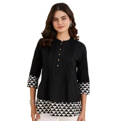 Amazon Brand - Myx Women Cotton Printed A-line Short Kurti (Available in Plus Sizes)