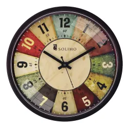 Amazon Brand - Solimo 12-inch Plastic & Glass Analog Wall Clock - Classic Roulette (Silent Movement, Black Frame)