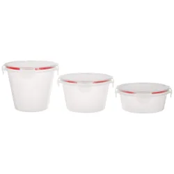 Amazon Brand - Solimo Plastic Kitchen Storage Container Set, 3-Pieces, Transparent
