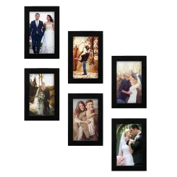 Amazon Brand - Solimo Set of 6 Photo Frames (4"x6"-6pcs) Black