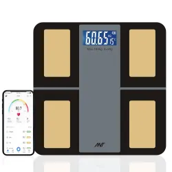 ANT Zigma Smart Digital Weighing Machine with App, Bluetooth BMI Monitor, Tracks 12 Body Metrics, Large Display, 30M Warranty – Black