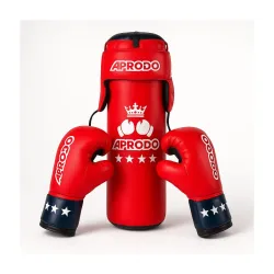 Aprodo Kids Boxing Kit Set Pack of 4 | Punching Bag for Karate & Martial Arts | Bounce-Back Training Bag for Boys & Girls (Ages 3-8) | Energy Release & Skill Building for Future Champs (Red Black)